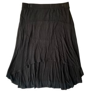 A New Day Women Elastic Waist Stretch Knee Length High-low Skirt size L, Black